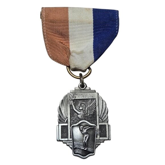 1955 Novice 2nd Place Medal Ribbon 100 Meter Freestyle Swimming Award Vintage - Picture 1 of 16